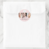 Blush Pink Script Logo Photo Makeup Thank You Runder Aufkleber (Tasche)