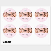 Blush Pink Script Logo Photo Makeup Thank You Runder Aufkleber (Blatt)