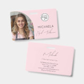 Blush Pink Script Logo Photo Nail Technician Ausweis (Vorder- & Rückseite)