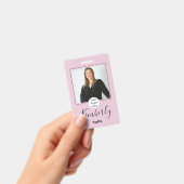Blush Pink Script Logo Photo Nails Ausweis (Handheld)