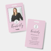 Blush Pink Script Logo Photo Nails Ausweis (Vorder- & Rückseite)