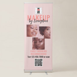 Blush Pink Script Logo QR Code 3 Photo Makeup Ausziehbarer Banner