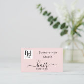 Blush Pink Script Logo QR Code Hair Extension Visitenkarte (Stehend Vorderseite)