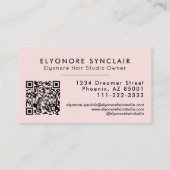 Blush Pink Script Logo QR Code Hair Extension Visitenkarte (Rückseite)