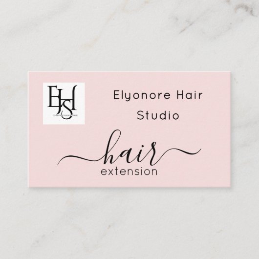 Blush Pink Script Logo QR Code Hair Extension Visitenkarte (Vorderseite)