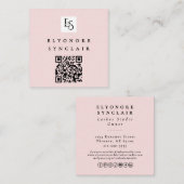 Blush Pink Script Logo QR Code Lashes Quadratische Visitenkarte (Vorne/Hinten)