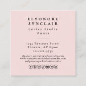 Blush Pink Script Logo QR Code Lashes Quadratische Visitenkarte (Rückseite)