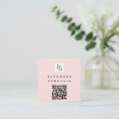 Blush Pink Script Logo QR Code Lashes Quadratische Visitenkarte (Stehend Vorderseite)