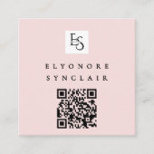 Blush Pink Script Logo QR Code Lashes Quadratische Visitenkarte (Vorderseite)