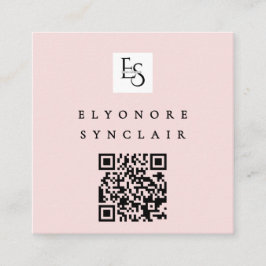 Blush Pink Script Logo QR Code Lashes Quadratische Visitenkarte