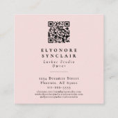 Blush Pink Script Logo QR Code Lashes Quadratische Visitenkarte (Rückseite)