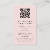 Blush Pink Script Logo QR Code Lashes Visitenkarte (Rückseite)