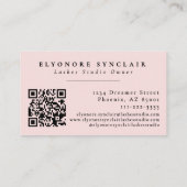 Blush Pink Script Logo QR Code Lashes Visitenkarte (Rückseite)