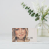 Blush Pink Script Logo QR Code Photo Business Card Visitenkarte (Stehend Vorderseite)