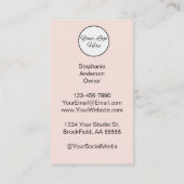Blush Pink Script Logo QR Code Photo Business Card Visitenkarte (Rückseite)