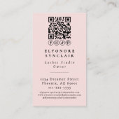 Blush Pink Script Logo QR Code Photo Lashes Visitenkarte (Rückseite)