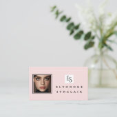 Blush Pink Script Logo QR Code Photo Lashes Visitenkarte (Stehend Vorderseite)