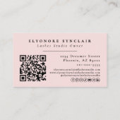 Blush Pink Script Logo QR Code Photo Lashes Visitenkarte (Rückseite)