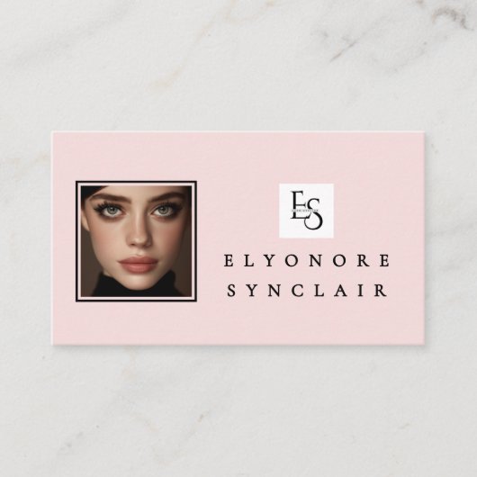Blush Pink Script Logo QR Code Photo Lashes Visitenkarte (Vorderseite)