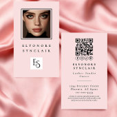 Blush Pink Script Logo QR Code Photo Lashes Visitenkarte
