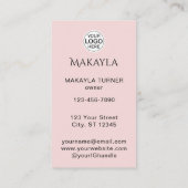 Blush Pink Script Logo QR Code Photo Lashes Visitenkarte (Rückseite)