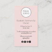 Blush Pink Script Logo QR Code Photo Lashes Visitenkarte (Rückseite)