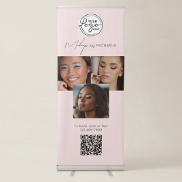 Blush Pink Script Logo QR Code Photo Makeup Ausziehbarer Banner