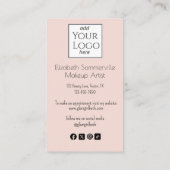 Blush Pink Script Logo QR Code Photo Makeup Busin Visitenkarte (Rückseite)