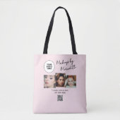 Blush Pink Script Logo QR Code Photo Makeup Tasche (Vorderseite)