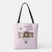 Blush Pink Script Logo QR Code Photo Makeup Tasche (Rückseite)