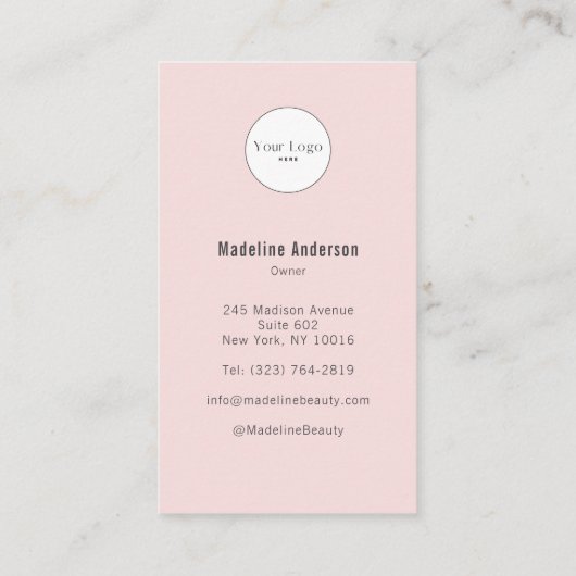 Blush Pink Script Logo QR Code Photo Makeup Visitenkarte (Rückseite)