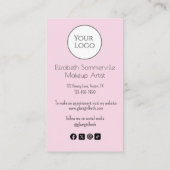 Blush Pink Script Logo QR Code Photo Makeup  Visitenkarte (Rückseite)