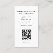 Blush Pink Script Logo QR Code Photo Makeup Visitenkarte (Rückseite)