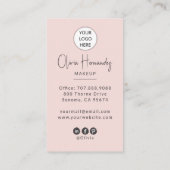 Blush Pink Script Logo QR Code Photo Makeup Visitenkarte (Rückseite)