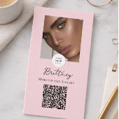 Blush Pink Script Logo QR Code Photo Makeup  Visitenkarte