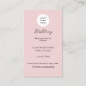 Blush Pink Script Logo QR Code Photo Makeup  Visitenkarte (Rückseite)