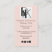 Blush Pink Script Logo QR Code Photo Makeup  Visitenkarte (Rückseite)