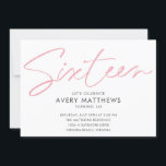 Blush Pink Script Modern Sweet 16 Birthday Party Einladung<br><div class="desc">Blush Pink Script Modern Sweet 16 Birthday Party Einladung - Moderne,  trendige,  rot rosa Schrift Typografie mit allen wichtigen Feierlichkeiten Details. Das Foto des Geburtstagsmädchens steht auf der Rückseite der Einladung. Also schick.</div>