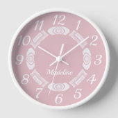 Blush Pink Script Monogram Girlaname Uhr (Vorderseite)