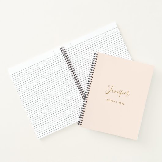 Blush Pink Script Name Modern Minimal Notebook Notizblock (Innenseite)