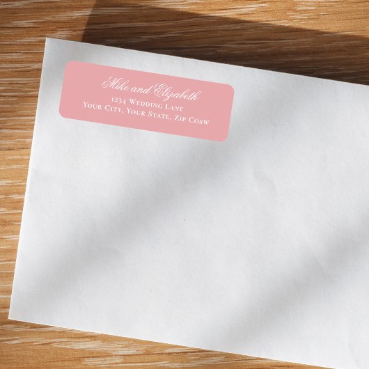 Blush Pink Script Names Wedding Address Label