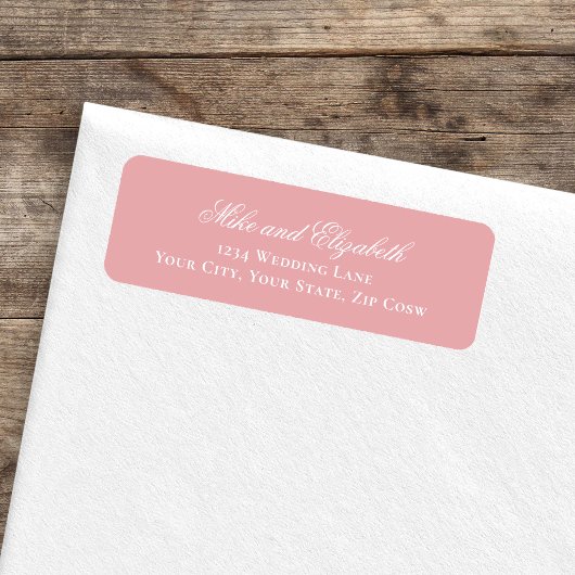 Blush Pink Script Names Wedding Address Label