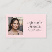 Blush Pink Script ocial Icon QR Code Photo Makeup Visitenkarte (Vorderseite)