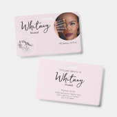 Blush Pink Script Photo Logo Makeup Artist Name  Ausweis (Vorder- & Rückseite)