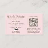Blush Pink Script Photo QR Code Brows and Lashes Visitenkarte (Rückseite)