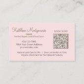 Blush Pink Script Photo QR Code Lashes and Brows Visitenkarte (Rückseite)