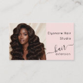 Blush Pink Script Photo QR Social Hair Extension Visitenkarte (Vorderseite)