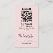Blush Pink Script Photo QR Social Hair Extension Visitenkarte (Rückseite)