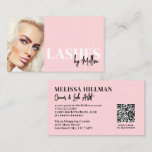 Blush Pink Script QR Code Photo Lashes