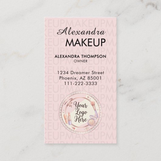 Blush Pink Script QR Code Photo Makeup Visitenkarte (Rückseite)